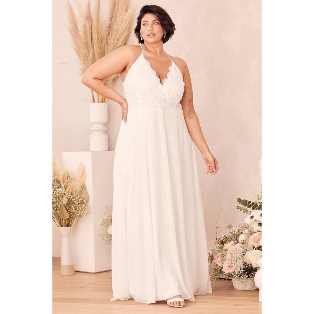 Lulus Madalyn White Lace Maxi Dress - Size M